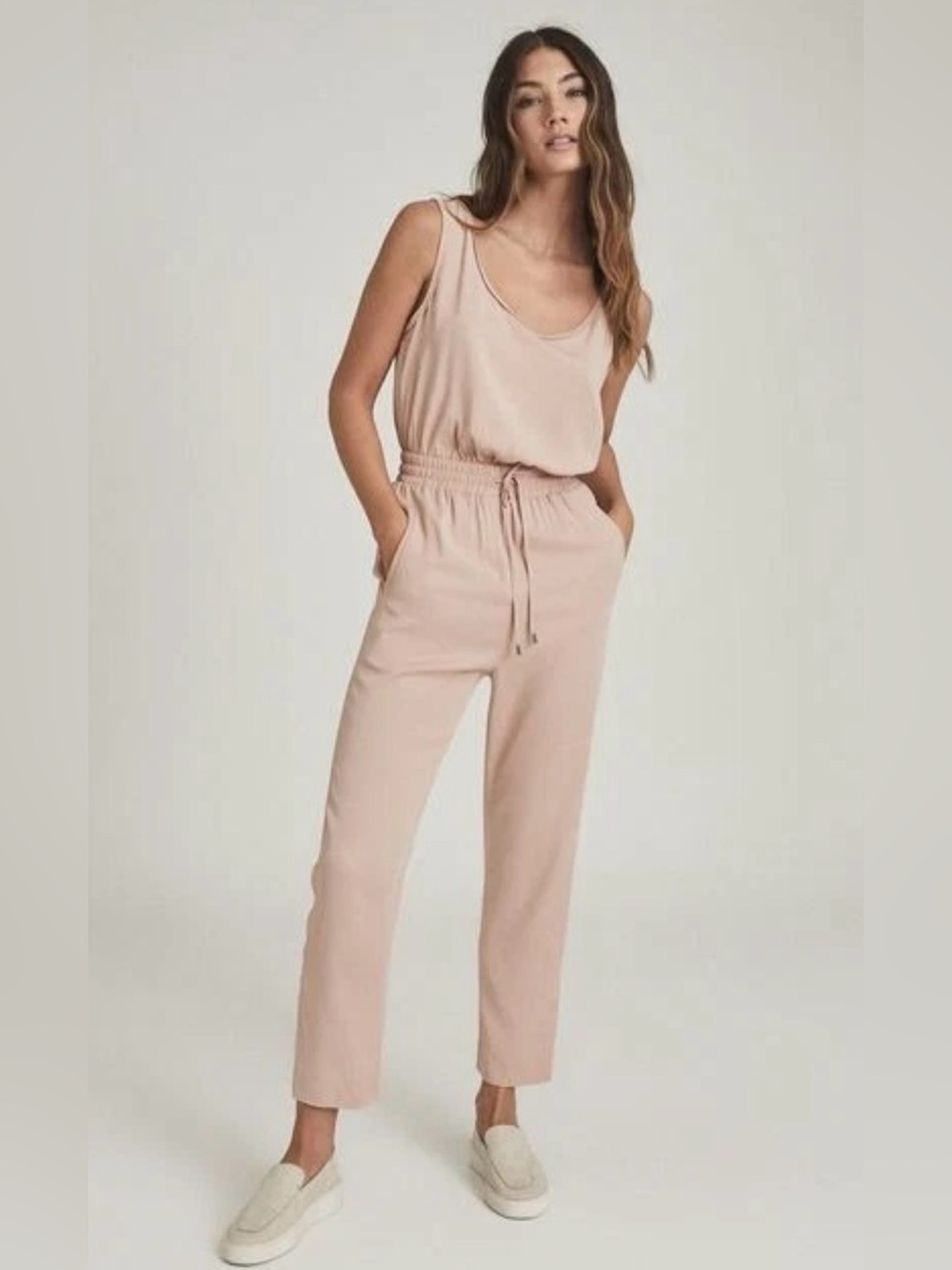 REISS KAT JUMSUIT STRAIGHT LEG WOMENS SIZE US 2 BLUSH PINK NEW